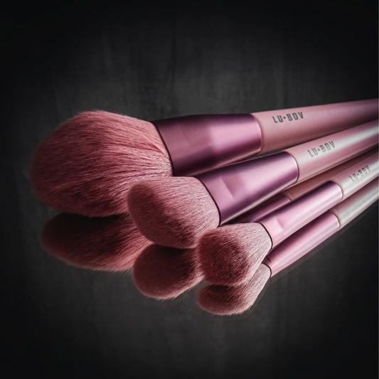 Peach Nude 6 Face Brushes Collection by LU·BOV